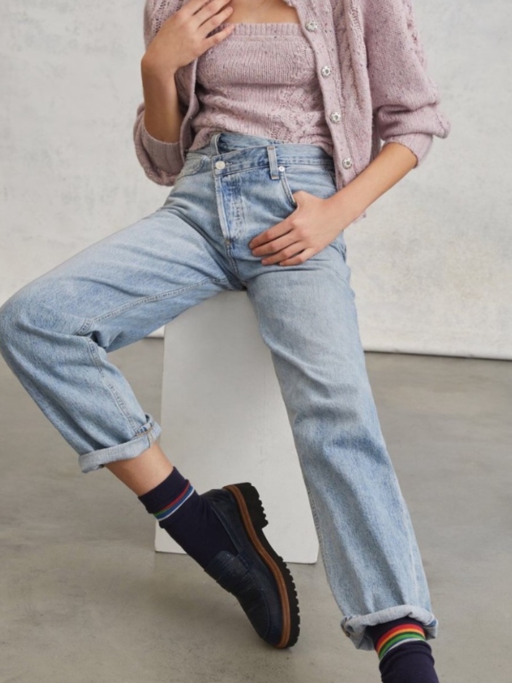 Agolde Light Blue Straight-Leg Jeans - Picture 5 of 11